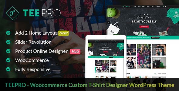 Teepro  Woocommerce Custom TShirt Designer WordPress Theme